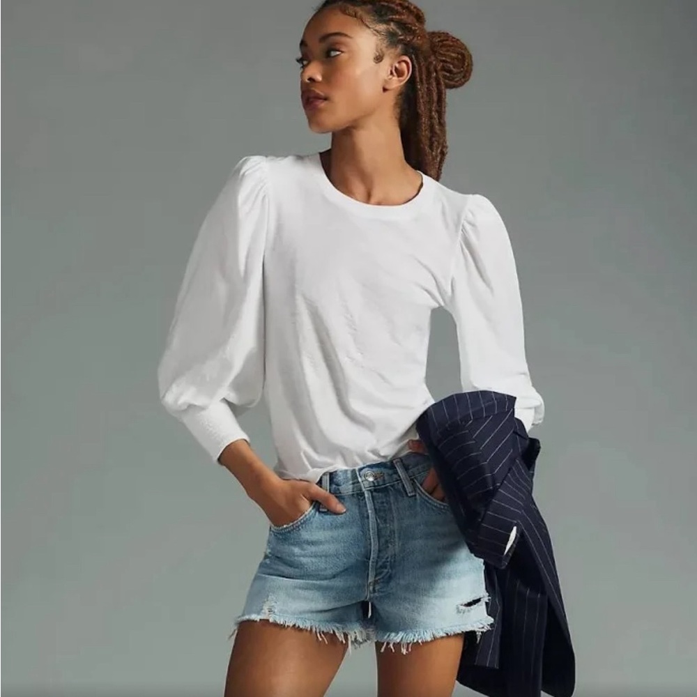 Nation Ltd White Puff Sleeve LS Tee